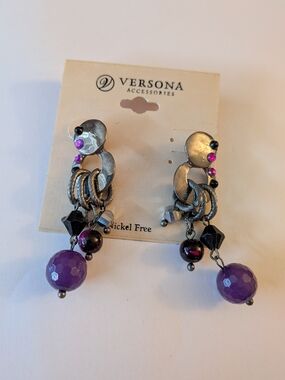Versona Purple Bead Dangle Earrings